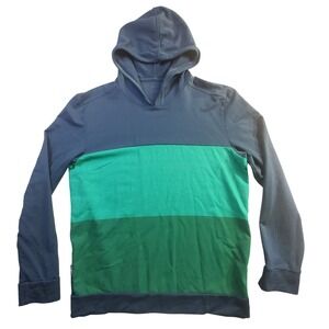 Icebreaker Merino Wool Pullover Hoodie M Blue Green Colorblock Hiking Outdoor